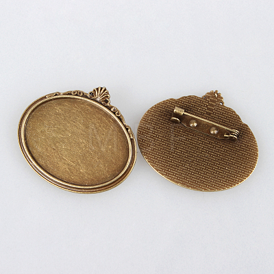 Vintage Alloy Brooch Cabochon Bezel Settings PALLOY-N0085-08AB-NF-1