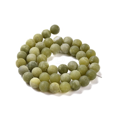 Round Frosted Natural TaiWan Jade Bead Strands G-M248-8mm-02-1