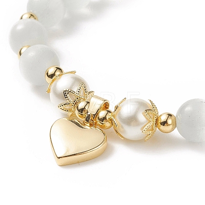 Cat Eye Round Beads Beaded Bracelets BJEW-JB09053-1