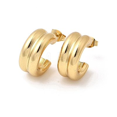 Two-layer C-Shaped 201 Stainless Steel Stud Earrings X-EJEW-Z151-11G-02-1