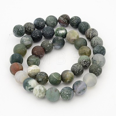 Frosted Round Natural Moss Agate Beads Strands G-J338-04-10mm-1