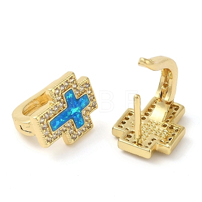 Cross Rack Plating Brass Micro Pave Cubic Zirconia Earrings EJEW-P277-04G-1