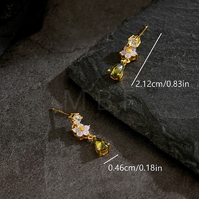 Brass Teardrop Dangle Stud Earrings SW0277-1