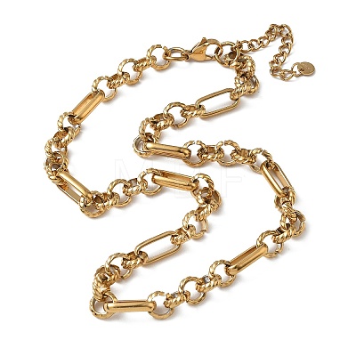 304 Stainless Steel Figaro Chains Necklaces for Women SA-CBA4051-11G-1
