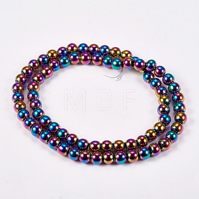 Electroplate Non-magnetic Synthetic Hematite Beads Strands G-J169A-6mm-05-1