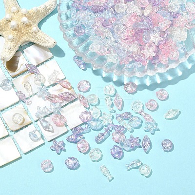 832Pcs 4 Colors Ocean Theme Transparent Acrylic Beads TACR-YW0003-39-1