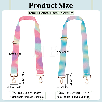 WADORN 2Pcs 2 Style Polyester & Nylon Adjustable Webbing Bag Straps FIND-WR0010-18-1