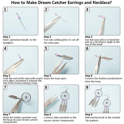 SUNNYCLUE DIY Woven Net/Web & Feather Dangle Earrings Making DIY-SC0009-62-1
