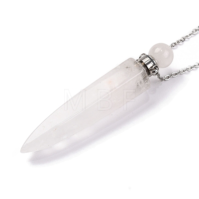 Natural Mixed Stone Bullet Shaped Perfume Bottle Pendant Necklaces G-B089-02P-1