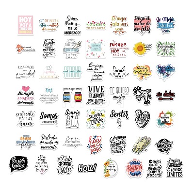 50Pcs Inspirational Spanish Word Paper Stickers Set DIY-C062-03-1