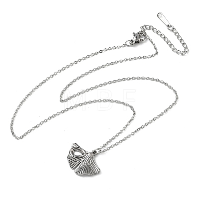 304 Stainless Steel Ginkgo Leaf Pendant Necklaces SA-CBA5A8D-05P-1