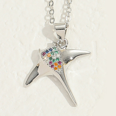 Brass Micro Pave Colorful Cubic Zirconia Pendant Necklaces for Women WGA87B1-04-1