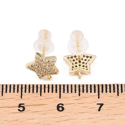 Brass Clear Cubic Zirconia Stud Earring Findings LS-EJEW-A155-03F-G-1