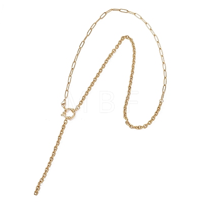 304 Stainless Steel Paperclip Chain Cable Chain Lariat Y Necklaces NJEW-JN05724-1