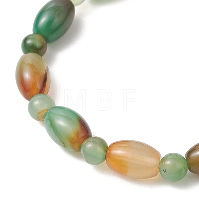 2Pcs 2 Styles  Natural Peacock Agate Beaded Stretch Bracelets for Couple BJEW-JB13416-01-1