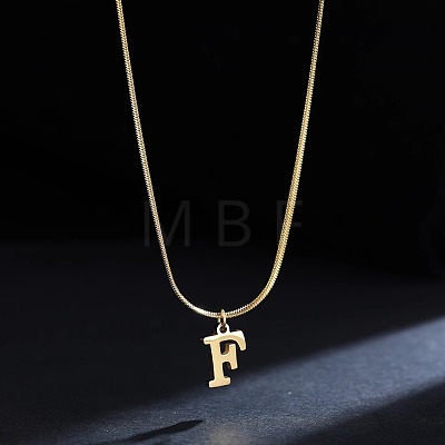 316 Surgical Stainless Steel Initial Pendant Flat Snake Chain Necklaces for Women WGC1053-06-1