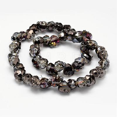 Faceted Skull Electroplate Glass Beads EGLA-L008A-C04-1