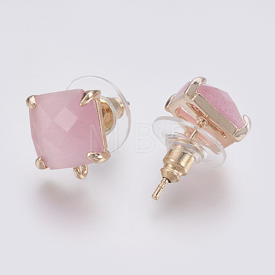 Faceted Glass Stud Earring Findings GLAA-F084-C11-1