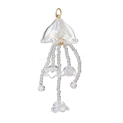 Glass Seed Beaded Jellyfish Big Pendants PALLOY-MZ01166-02-1
