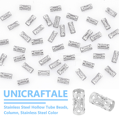 Unicraftale 200Pcs Stainless Steel Hollow Tube Beads STAS-UN0055-69-1