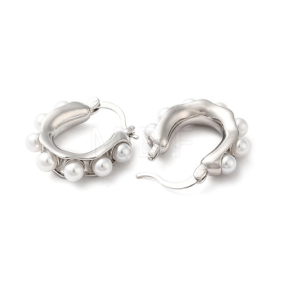 Plastic Pearl Beaded Hoop Earrings EJEW-Q024-04P-1
