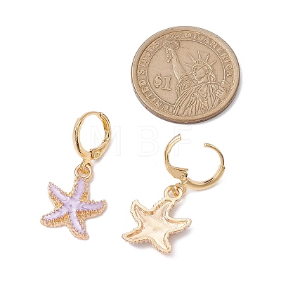 Alloy Enamel Starfish Hoop Earrings EJEW-JE06139-1