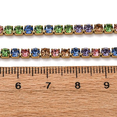 3MM 304 Stainless Steel Rhinestone Cup Chain Necklaces for Women NJEW-G175-01G-01-1