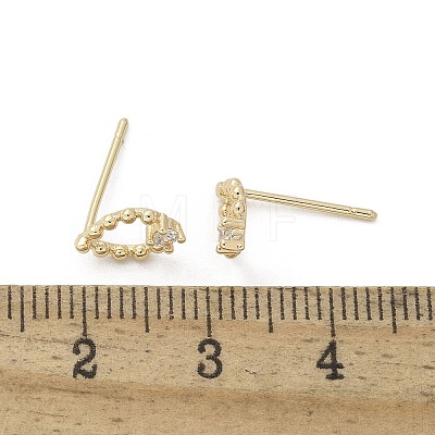 Brass Glass Stud Earrings EJEW-Q014-22G-1