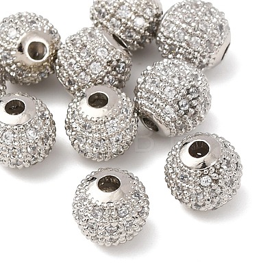 Round Brass Micro Pave Cubic Zirconia Beads ZIRC-N016-01P-8mm-1