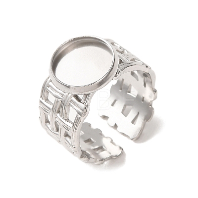 Woven Bezel 304 Stainless Steel Cuff Ring Components SA-CBAD8FA-01P-02-1