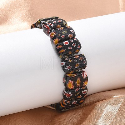 Handmade Millefiori Lampwork Beaded Stretch Bracelets for Men Women BJEW-G738-01A-02-1