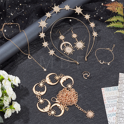 ANATTASOUL Moon & Star & Sun Rhinestone Jewelry Set SJEW-AN0001-53-1