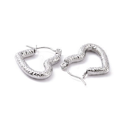 304 Stainless Steel Heart Hoop Earrings for Women EJEW-G293-25P-1