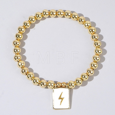 Personality Brass Round Bead Beaded Stretch Bracelets ST0339-5-1