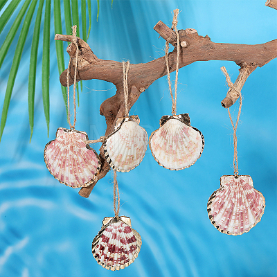 20Pcs Electroplate Sea Shell Pendant Decorations HJEW-BM00067-1