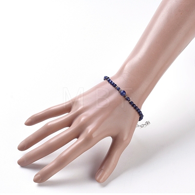 Natural Lapis Lazuli(Dyed) Beaded Bracelets BJEW-JB05055-02-1