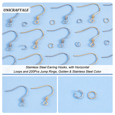 Unicraftale 200Pcs 2 Style 304 Stainless Steel Earring Hooks DIY-UN0003-80-1