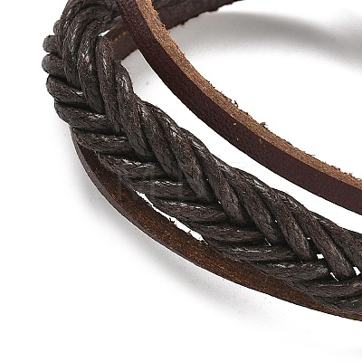 Adjustable Leather Cord Multi-Strand Bracelets BJEW-M169-06-1