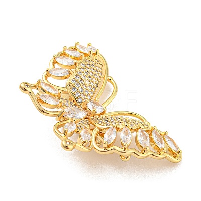 Rack Plating Brass Pave Clear Cubic Zirconia Twister Clasps KK-P243-02G-1