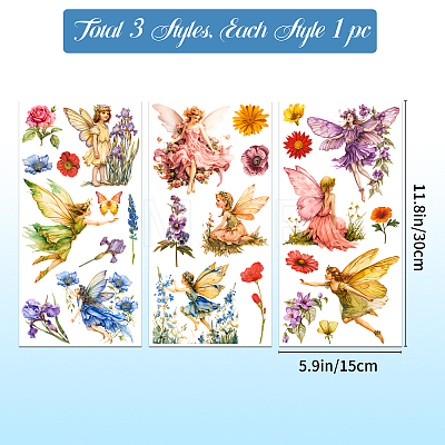 3 Sheets 3 Styles Flower PVC Waterproof Decorative Stickers DIY-WH0404-032-1