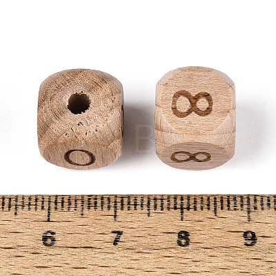 Engraved Beech Wood Beads WOOD-N022-07-1