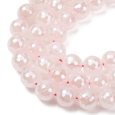 Electroplated Natural Rose Quartz Beads Strands G-B191-A04-10mm-1
