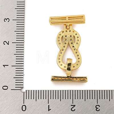 Rack Plating Brass Micro Pave Clear Cubic Zirconia Hook Clasps KK-F876-15G-1