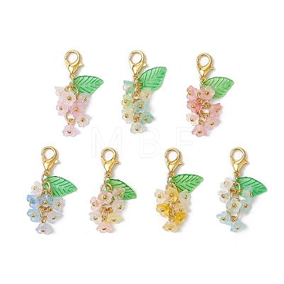 7Pcs Frosted Acrylic Flower Pendant Decorations AC-CJCBD0-1