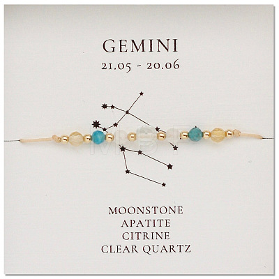 Natural stone constellation bracelet with 12 zodiac signs NR2952-9-1