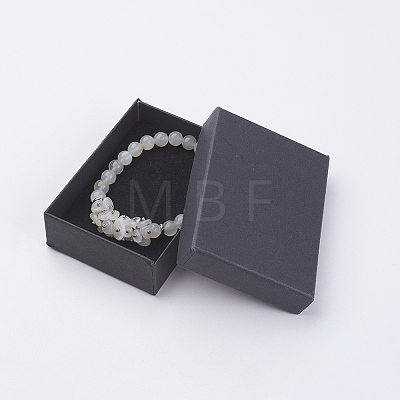 Natural White Moonstone Beaded Stretch Bracelets BJEW-JB03553-03-1