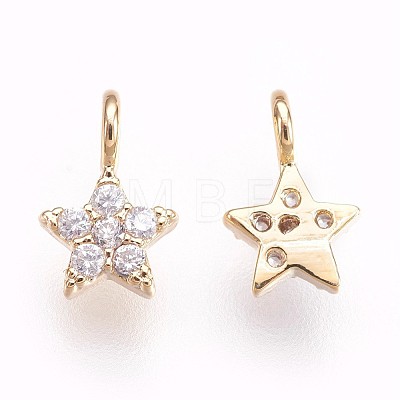 Brass Micro Pave Cubic Zirconia Charms X-KK-P157-07G-NF-1
