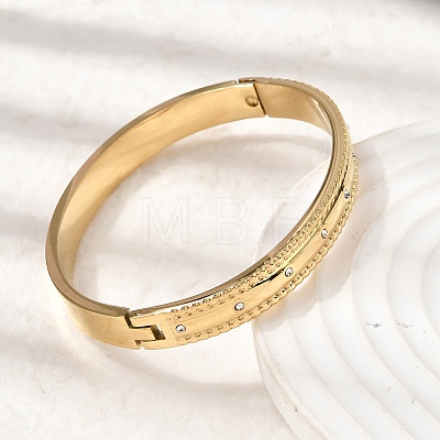 304 Stainless Steel Rhinestone Hinged Bangles for Women BJEW-B168-16G-1