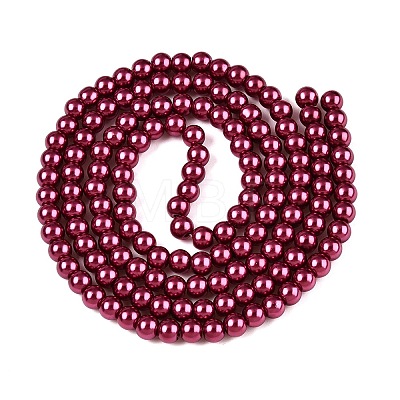 Baking Painted Pearlized Glass Pearl Round Bead Strands HY-Q330-8mm-14-1