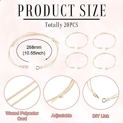 20Pcs Waxed Polyester Cord Bracelet Making AJEW-TAC00098-1